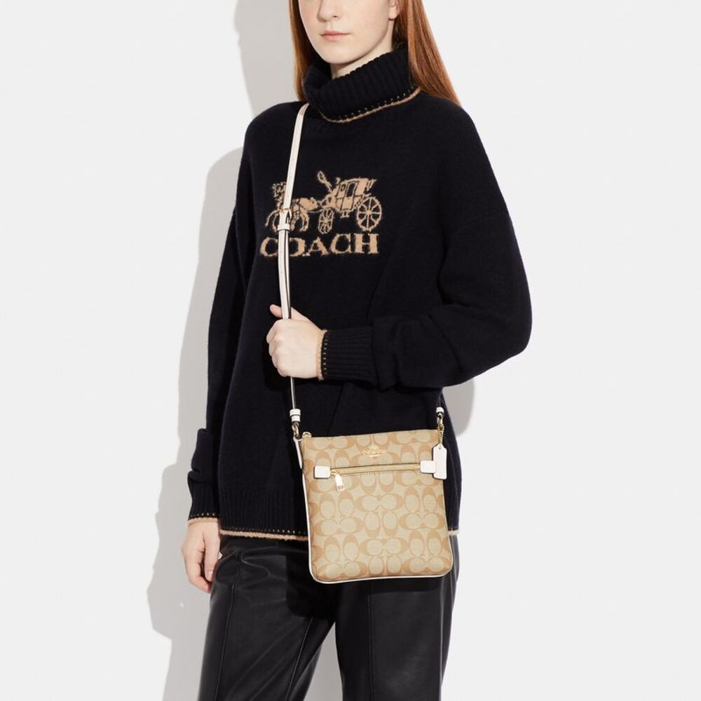 NWT Coach Outlet Mini Rowan File Bag In Signature Canvas - Picture 4 of 5